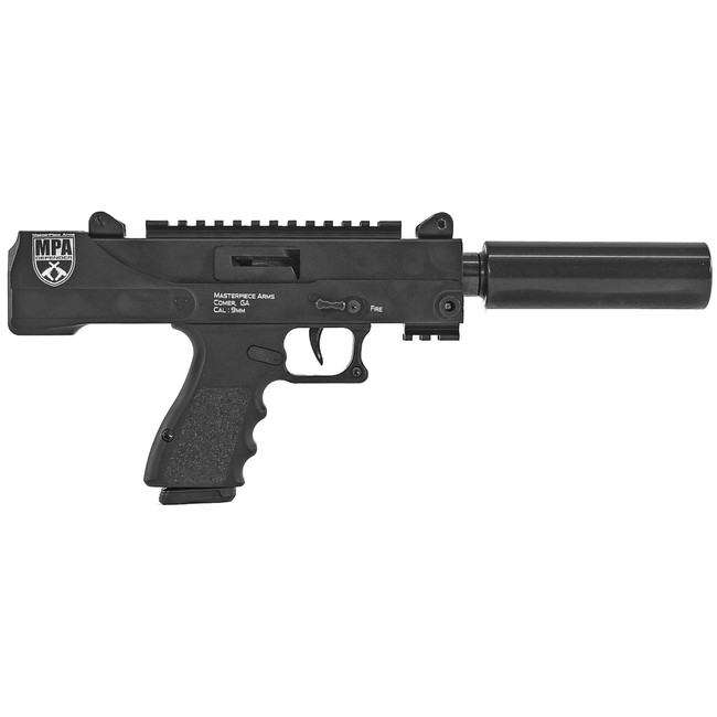 Masterpiece Arms Pistol - Black | 9mm | 4.5" Threaded Barrel | 17rd | W/ Barrel Extension - 30DMGBLK - 866803043336