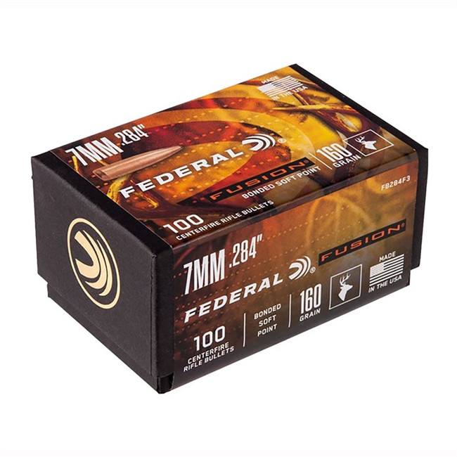 Federal FB284F3 Fusion Component  7mm .284 160 gr Fusion Soft Point 100 Per Box/ 4 Case