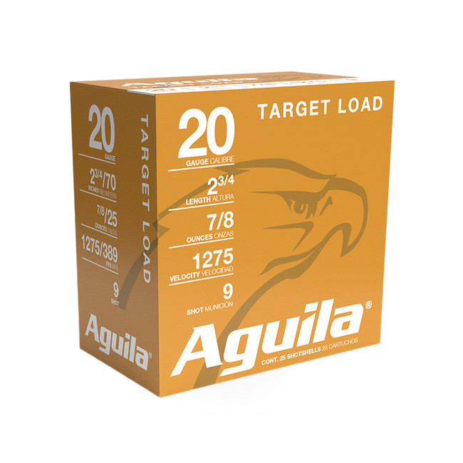 Aguila Target Load 20 Gauge 7/8 Ounce #9 Shot 2-3/4" 250 Rounds