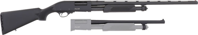 Akkar Churchill 612 Pump Combo, 12GA, 28in. Barrel, 4rd, Incl. 18.5" Defensive barrel. - Black (111372)