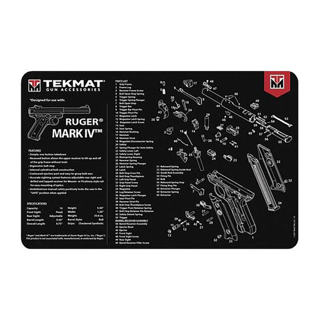 TekMat TEKR17RUGERMK4 Ruger Mark IV Cleaning Mat Ruger Mark IV Parts Diagram 11" x 17"