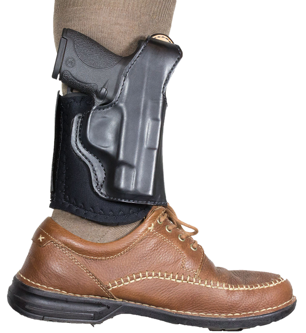 DeSantis Gunhide 014PCU7Z0 Die Hard Rig  Ankle Black Leather/Sheepskin Fits S&W Bodyguard 380 Right Hand