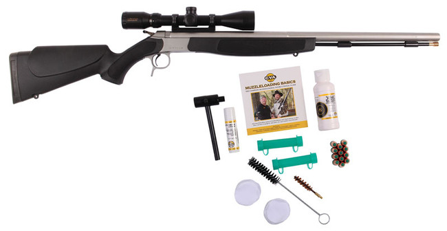 CVA Optima V2 Muzzleloader Package 50 Cal 26 in. Black/Stainless w/accessories outfit