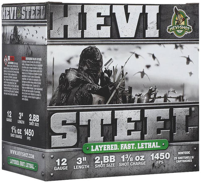 HEVI-Shot HS60288 HEVI-Steel Waterfowl 12Gauge 3" 1 3/8oz 2/BBShot 25 Per Box/10 Case