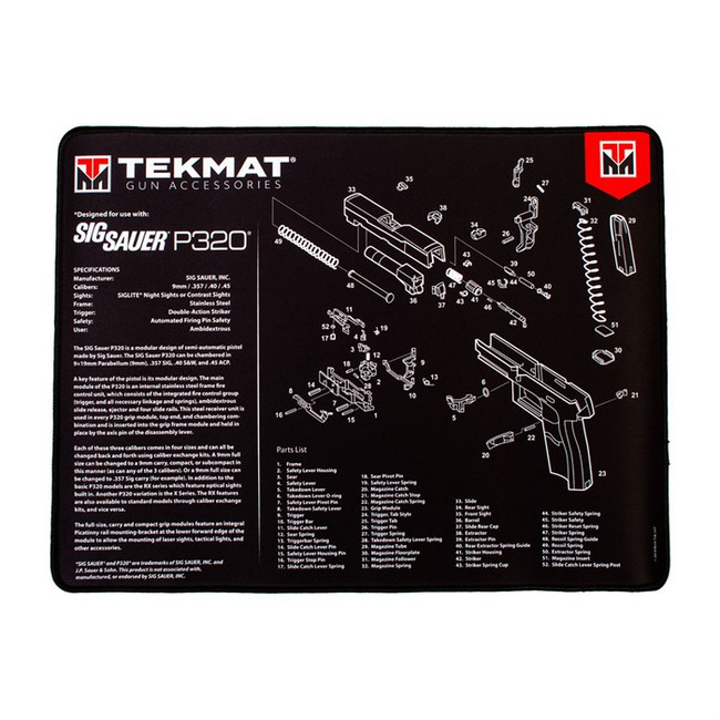 TekMat TEKR20SIGP320 Sig Sauer P320 Ultra 20 Cleaning Mat Sig P320 Parts Diagram 15" x 20"