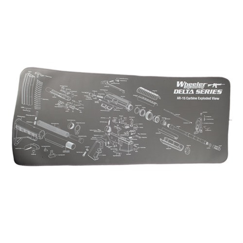Wheeler 156824 AR-15 Maintenance Mat Delta Neoprene Top w/Rubber Back Gray w/White Logo & Picture 47" L x 20" W