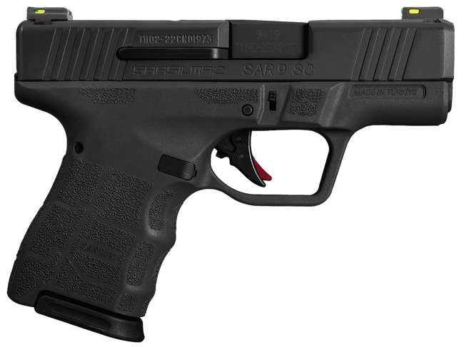 SAR USA SAR9SCBL SAR9 SC  Compact Frame 9mm Luger 12+1 3.30" Black Steel Barrel, Black Serrated Steel Slide, Black Polymer Frame, Black Interchangeable Backstrap Grip