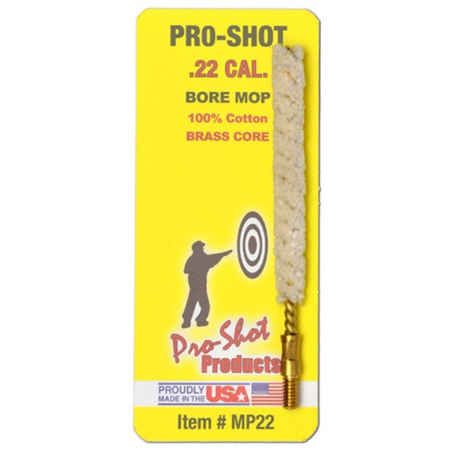 Pro-Shot MP22 Bore Mop  .22 Cal Handgun/Rifle #8-32 Thread   Cotton 1.75" Long