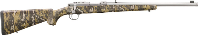 Ruger 7420 77/357  357 Mag 5+1 18.50" Brushed Stainless Threaded Barrel, Brushed Stainless Integral Scope Mount, Fixed Desolve Bare Reduced Camo Synthetic Stock, Thread Protector - 7420 - 736676074204