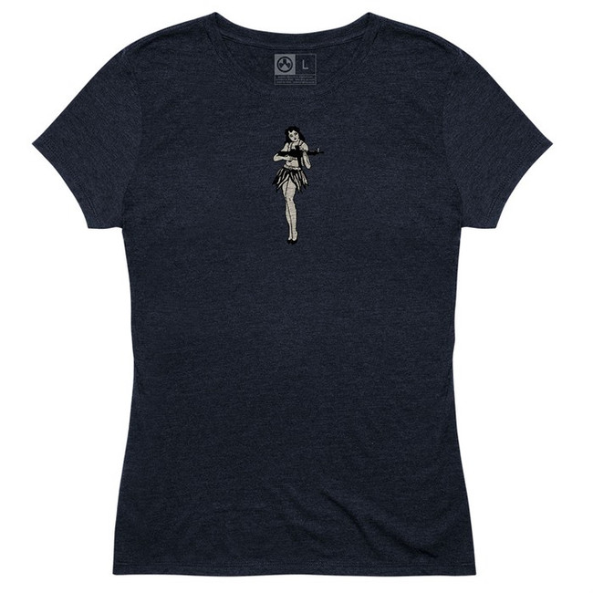 WOMEN'S HULA GIRL TRI-BLEND T-SHIRT 2X-LARGE NAVY - MAG1124-410-2XL - 840815126102