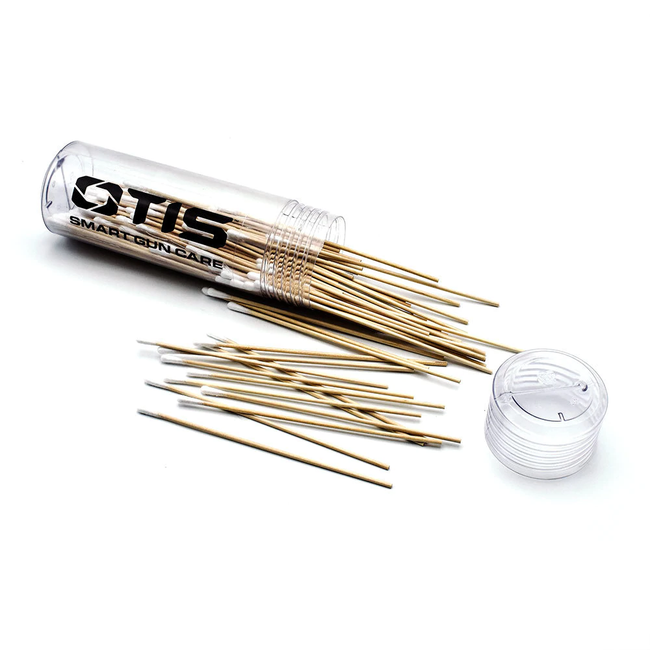 Otis FG241100 Gun Cleaning Swabs Cotton/Wood 6" Long 100 Includes Reusable Storage Tube