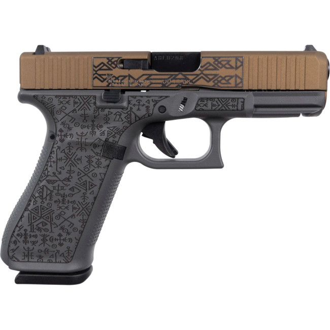Glock G45 9mm Luger 4.02in 17rd Burnt Bronze Cerakote Nordic Symbols