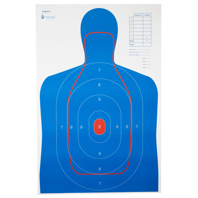 Action Target RCB27EQ100 Qualification B-27E & FBI Q Combo Silhouette Hanging Paper 23" x 35" Blue/White 100 Per Box