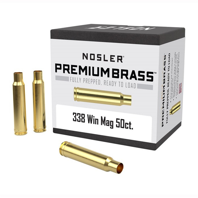 Nosler Unprimed Brass Rifle Cartridge Cases 50 Per Box .338 Win Mag