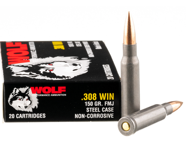 WOLF 308WIN 150GR FMJ STEEL CASE