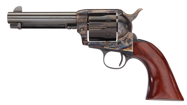 Taylors & Company 555148 1873 Cattleman Gunfighter 357 Mag Caliber with 4.75" Blued Finish Barrel, 6rd Capacity Blued Finish Cylinder, Color Case Hardened Finish Steel Frame & Walnut Army Size Grip