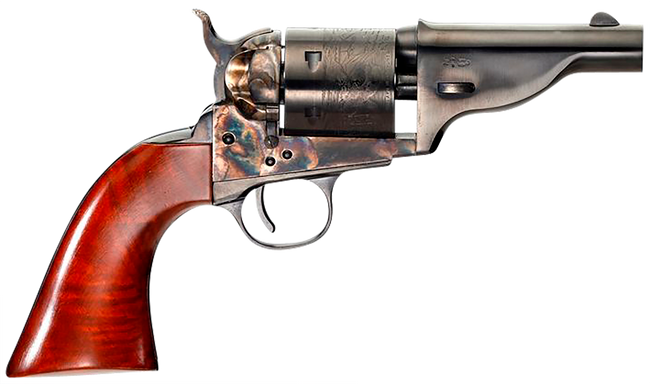 Taylors & Company 550958 The Hickok Open-Top 38 Special Caliber with 3.50" Blued Finish Barrel, 6rd Capacity Blued Finish Cylinder, Color Case Hardened Finish Steel Frame & Walnut Army Size Grip