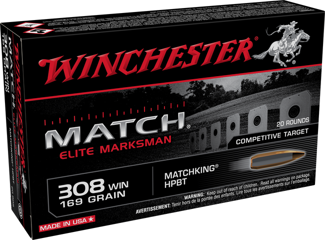 Winchester, Match, 308 Winchester, Sierra MatchKing Bthp, 169 Grain, 20 Rounds