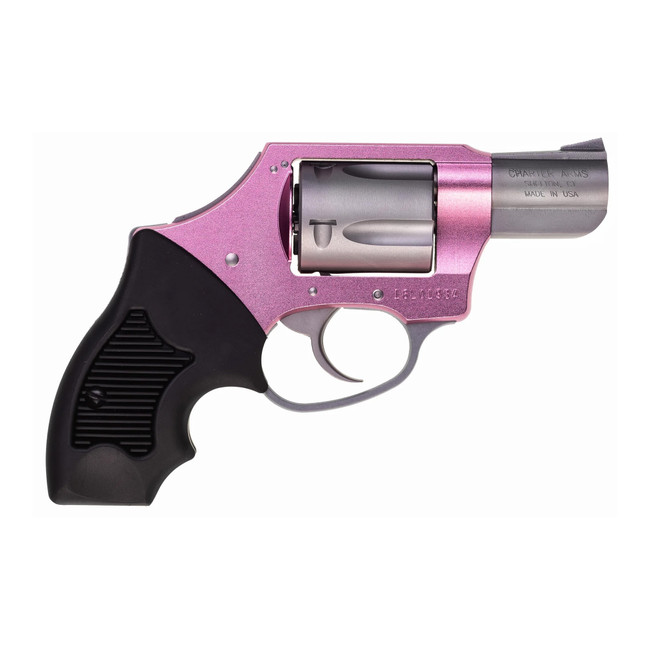 Charter Arms 53831 Undercover Lite Pink Lady Small 38 Special, 5 Shot 2" Stainless Steel Barrel & Cylinder, Pink Aluminum Frame w/Black Finger Grooved Rubber Grip, Concealed Hammer - 53831 - 678958538311