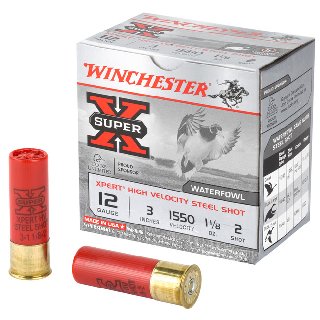 Winchester Super-X Xpert Hi-Velocity Steel 12 ga. 3 in. 1 1/8 oz. 2 Shot 25 rd. - WEX1232 - 020892015531