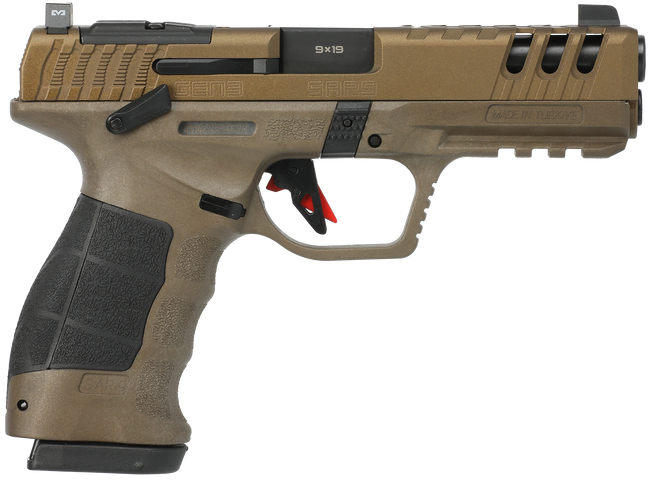 SAR USA SAR9G3BR SAR9 Gen3 Full Size Frame 9mm Luger 17+1 4.40" Black Steel Barrel, Bronze Cerakote Serrated Steel Slide, Bronze Cerakote Polymer Frame w/Picatinny Rail, Black Polymer Grip
