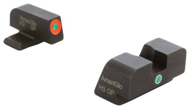 AmeriGlo XD201 i-Dot Sight set for Springfield Armory XD  Green Tritium Orange Outline Front Sight-Green Tritium Rear Sight