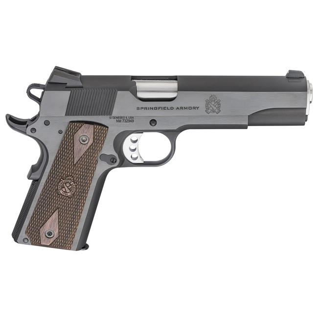 Springfield Armory PX9420 1911 Garrison 45 ACP 7+1, 5" Stainless Match Grade Steel Barrel, Salt Blued Serrated Carbon Steel Slide, Blued Steel Frame w/Beavertail, Thin-Line Wood Grip - PX9420 - 706397943578