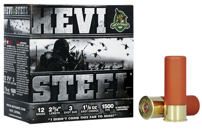 HEVI-Shot HS61223 HEVI-Steel  12Gauge 2.75" 1 1/8oz 3Shot 25 Rounds
