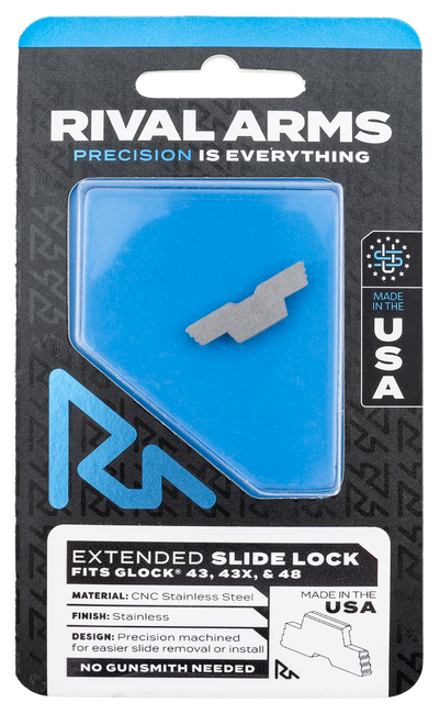 Rival Arms RARA80G003D Slide Lock  Extended Polished Stainless for Glock 43/43X/48