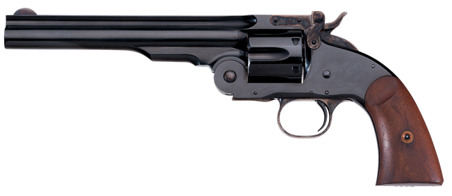 Taylors & Company 550677 Second Model Schofield 38 Special Caliber with 7" Barrel, 6rd Capacity Cylinder, Overall Blued Finish Steel & Walnut Grip