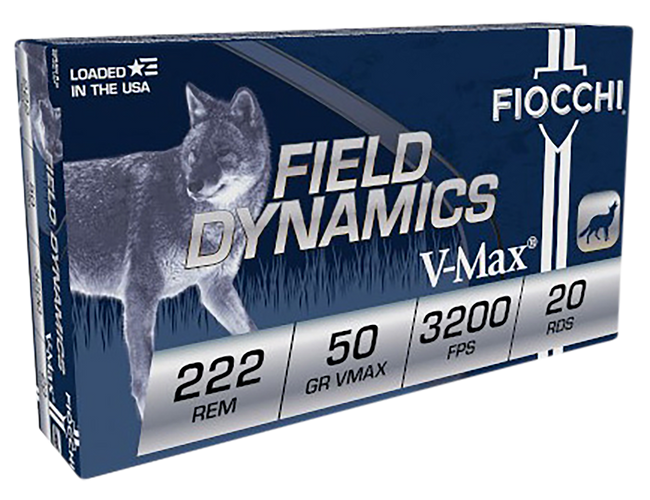 Fiocchi, Fxt Field, 222 Remington, Hornady V Max, 50 Grain, 20 Rounds