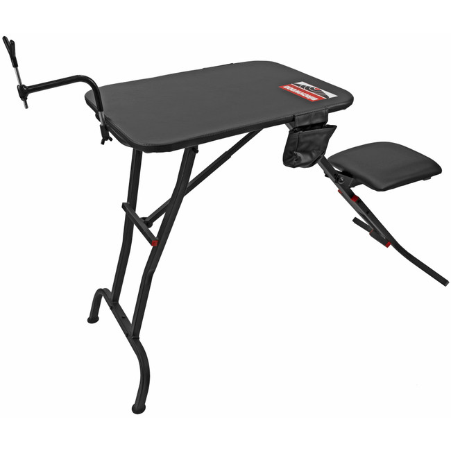 Birchwood Casey MSB100 Ultra Steady Shooting Bench Black Steel, Folding Seat, Pockets & Adjustable Rubber Coated Gun Rest 21" W x 28" L - MSB100 - 888151026533
