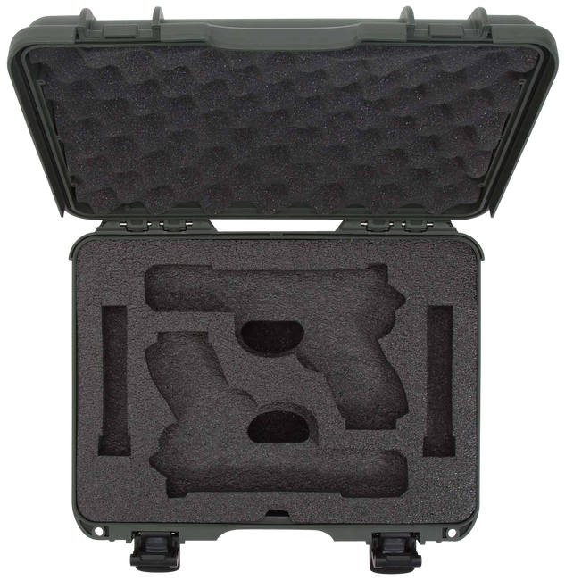 Nanuk 910GLOCK6 910 Glock Compatible 2 Up Pistol Case Olive Polymer w/ Latches Closed-Cell Foam Padding & Airline Approved 13.20" L x 9.20" W x 4.10" H Interior Dimensions                             