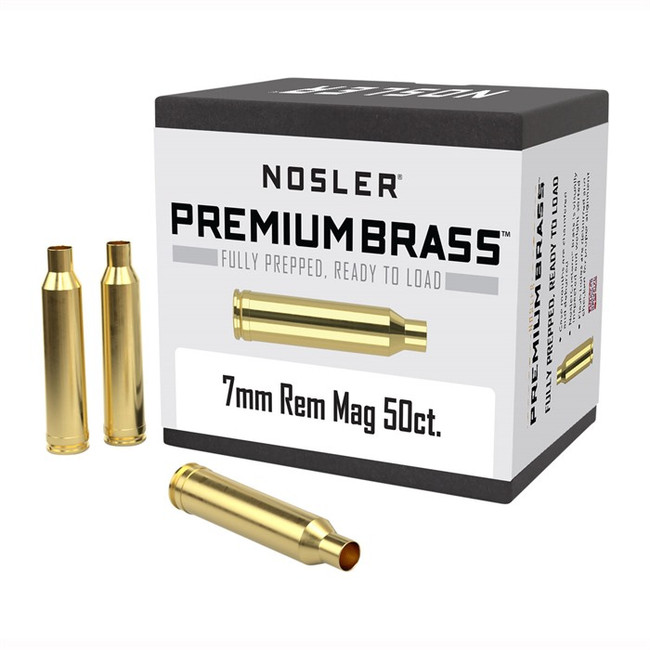 Nosler Unprimed Brass Rifle Cartridge Cases 50 Per Box 7mm Rem Mag