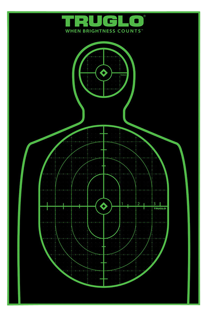 TruGlo TG13A25 Tru-See Handgun Target Self-Adhesive Heavy Paper Black/Green 12"x18" Silhouette 25 Pack
