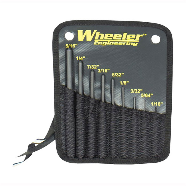 Wheeler 204513 Roll Pin Punch Set  Black Steel Knurled Handle 9 Pieces