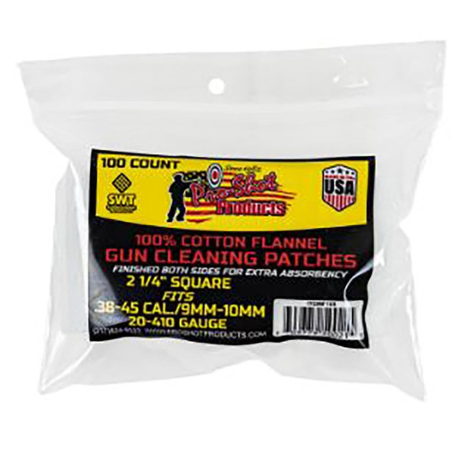 Pro-Shot 100% Cotton Flannel Patches .38-.45 Cal 100/ct