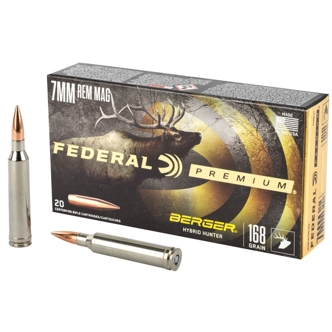 Federal Premium 7mm Remington Magnum Berger Hybrid Hunter 168 Grain 20 Rounds - PR7BCH1 - 604544649291
