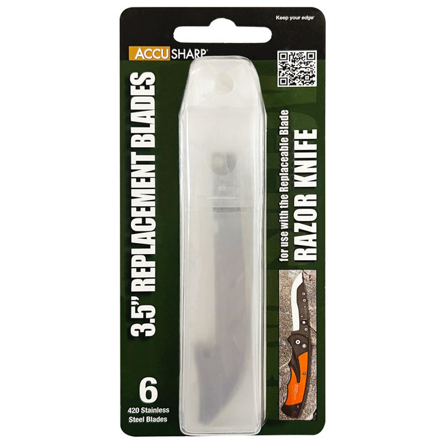 AccuSharp 742C Replaceable Blade Razor Replacement Blades 3.50" Stainless Steel Blade 6 Blades - 742C - 015896007422
