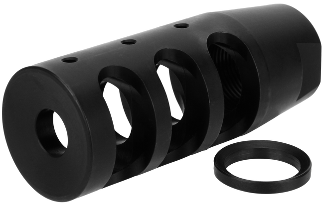 TacFire MZ1002N Compact Compensator Black Nitride Steel with 1/2"-28 tpi Threads & 2.50" OAL for 5.56x45mm NATO AR-15