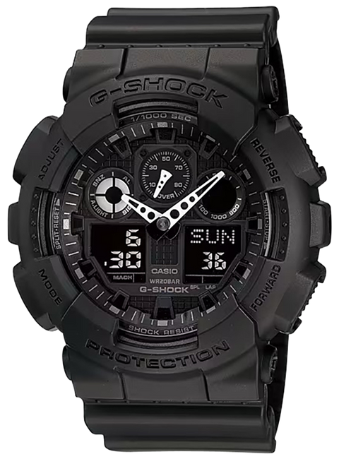 G-shock/vlc Distribution GA1001A1 G-Shock Tactical XL 52mm Keep Time Black Features Stopwatch/Speedometer