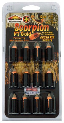Harvester Muzzleloading Scorpion PT Gold Premium Polymer Tip Muzzleloader Bullets 50 Cal. Sabot 260 gr .451" Polymer Tip Bullet 12/pk