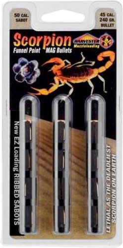 Harvester Muzzleloading Scorpion PT Gold Premium Polymer Tip Muzzleloader Bullets 50 Cal. Sabot 240 gr .451" Polymer Tip 12/pk