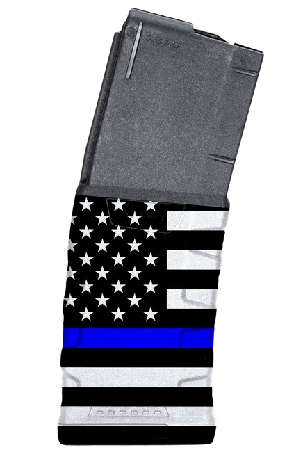 Mission First Tactical Extreme Duty Polymer Magazine 30rd 5.56x45mm NATO AR-15 M4 Blue Line Flag