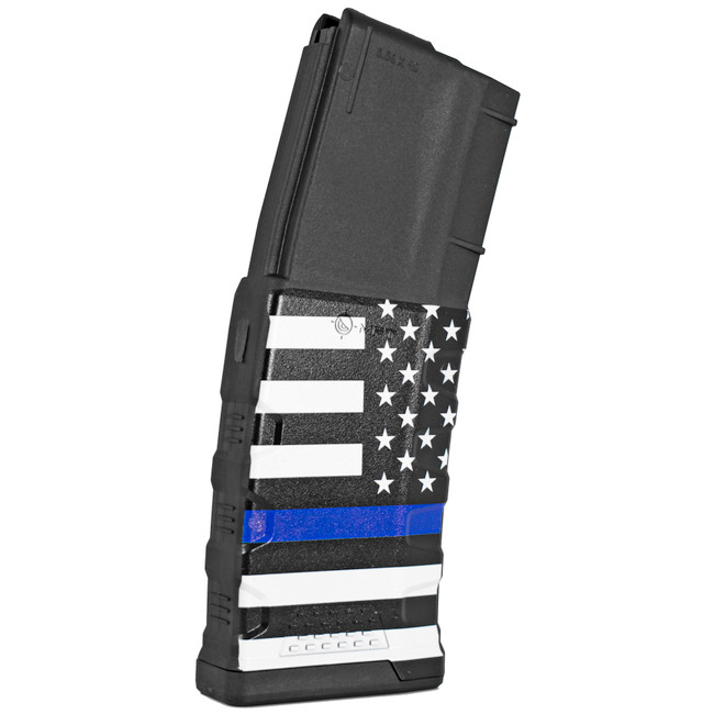 Mission First Tactical Extreme Duty Polymer Magazine 30rd 5.56x45mm NATO AR-15 M4 Blue Line Flag - EXDPM556AMB1 - 814002025479