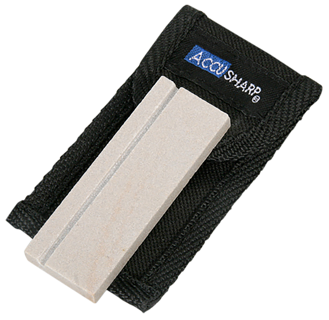 AccuSharp 024C Pocket Stone  Natural Arkansas Stone Sharpener White Includes Belt Carry Pouch