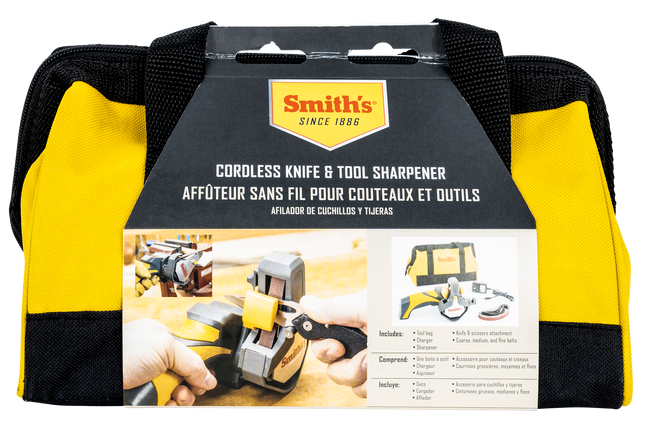Smiths Products 50969 Knife & Tool Sharpener Cordless Hand Held Fine/Medium/Coarse Ceramic Sharpener Gray/Yellow
