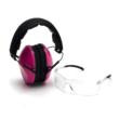 Pyramex VGCOMBO210 Low-Profile Combo Kit  Scratch Resistant Clear Lens & Frame with Rubber Temple Tips Pink Low-Profile Earmuffs