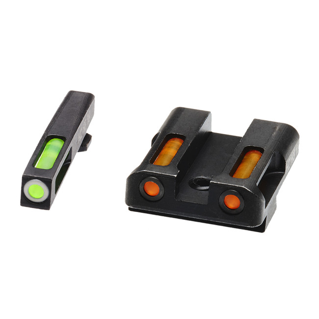HIVIZ LiteWave H3 Handgun Sight Glock 9mm Green/Orange Litepipes White Front Ring