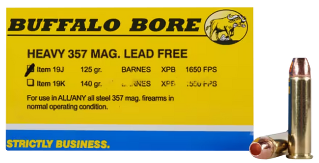 Buffalo Bore Ammunition 19J20 Buffalo-Barnes Strictly Business 357Mag 125gr Barnes VOR-TX XPB Lead Free 20 Rounds